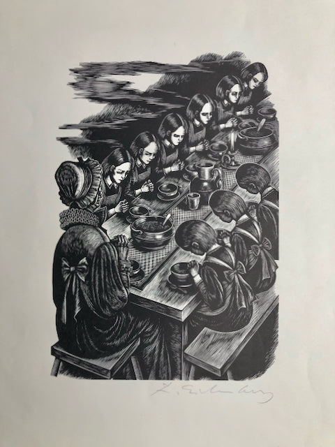 Dinner at Lowood  by Fritz Eichenberg, Amer., (1901-1990)